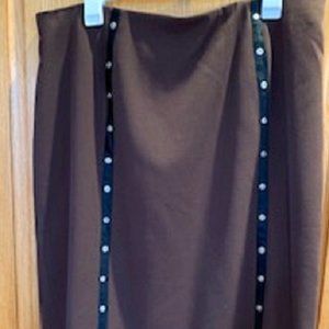 Victor Costa Occasion Brown Skirt Black Lined Studs Detail sz:18X